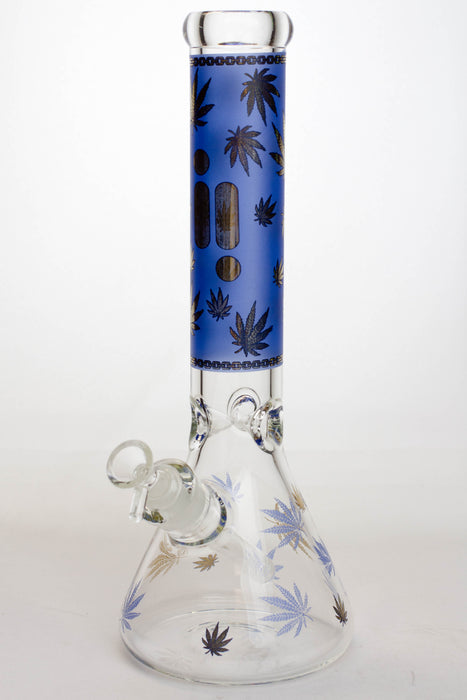 14" Infyniti leaf 7 mm glass water bong-Blue - One Wholesale