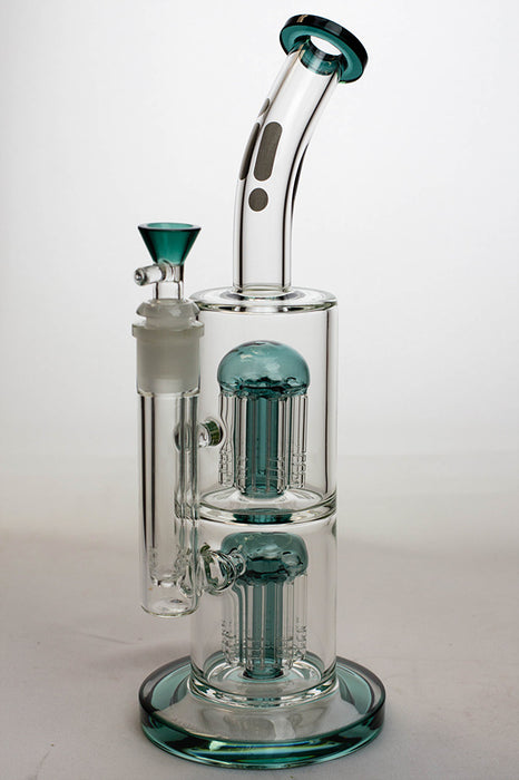 12" Infyniti dual tree-arm percolator glass bong-Teal - One Wholesale