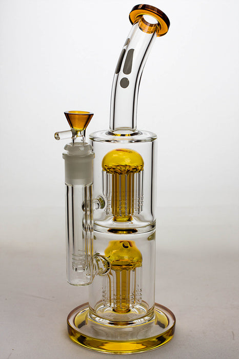 12" Infyniti dual tree-arm percolator glass bong-Amber - One Wholesale