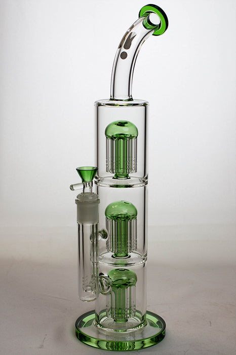 16" Infyniti Triple tree-arm percolator glass bong-Green - One Wholesale