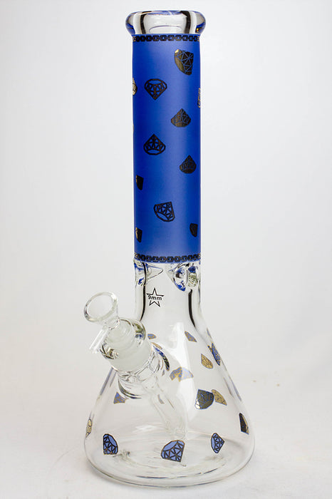 14" diamond 9 mm glass water bong-Blue A - One Wholesale