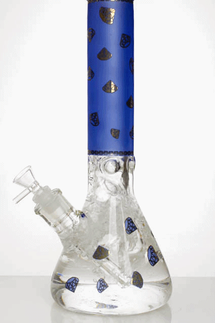 14" diamond 9 mm glass water bong- - One Wholesale