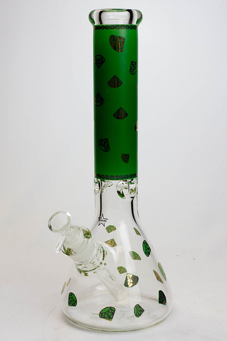14" diamond 9 mm glass water bong-Green B - One Wholesale