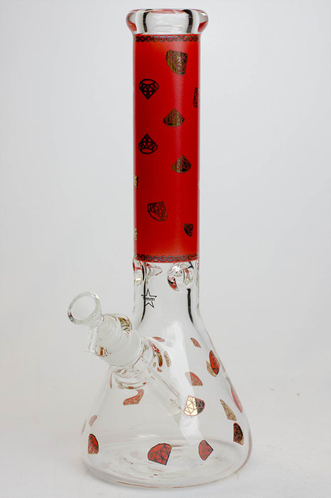 14" diamond 9 mm glass water bong-Red F - One Wholesale