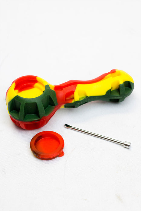 Silicone hand pipe with glass bowl and Dab tool Pack of 12- - One Wholesale