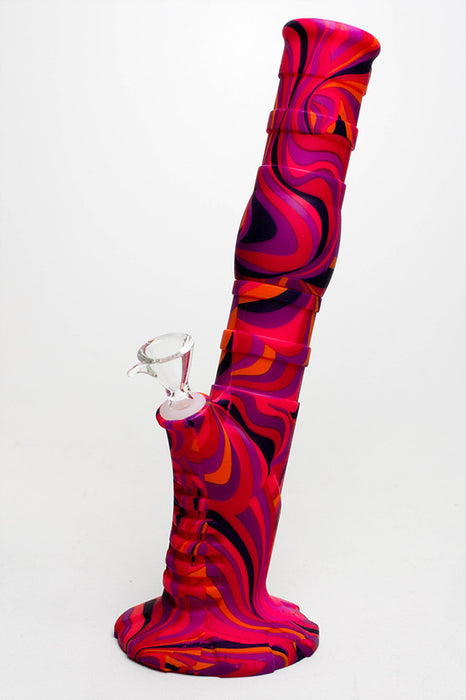 13" Detachable silicone straight Pink tube water bong Resin · Silicone · Plastic Bong ONE Pattern B