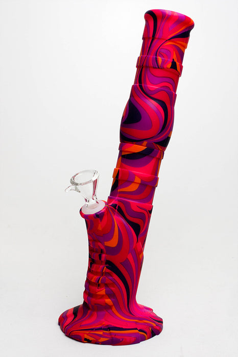13" Detachable silicone straight Pink tube water bong-Pattern B - One Wholesale