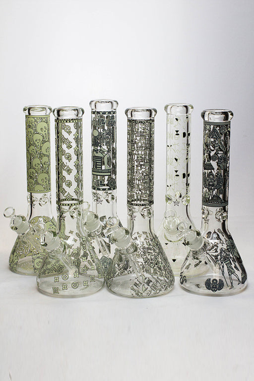 13.5" Glow in the dark 9 mm glass water bong - 19084 Glass Bong ONE