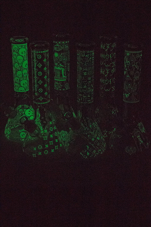 13.5" Glow in the dark 9 mm glass water bong - 19084 Glass Bong ONE
