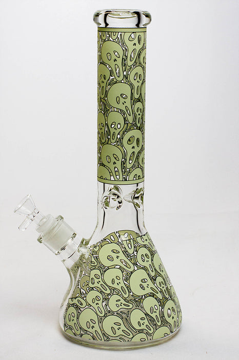 13.5" Glow in the dark 9 mm glass water bong - 19084- - One Wholesale