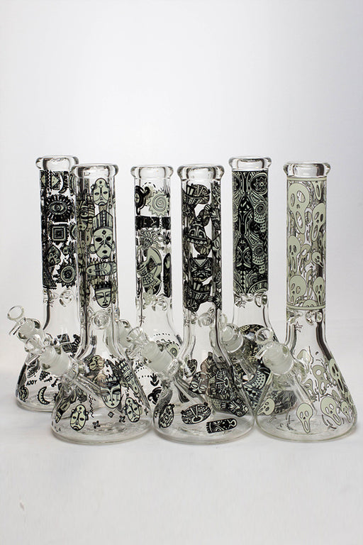13.5" Glow in the dark 9 mm glass water bong - 19085 Glass Bong ONE