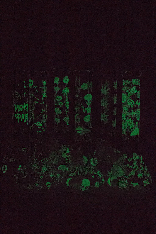 13.5" Glow in the dark 9 mm glass water bong - 20021- - One Wholesale