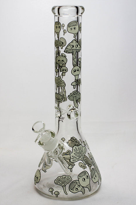 13.5" Glow in the dark 9 mm glass water bong - 20021-B - One Wholesale