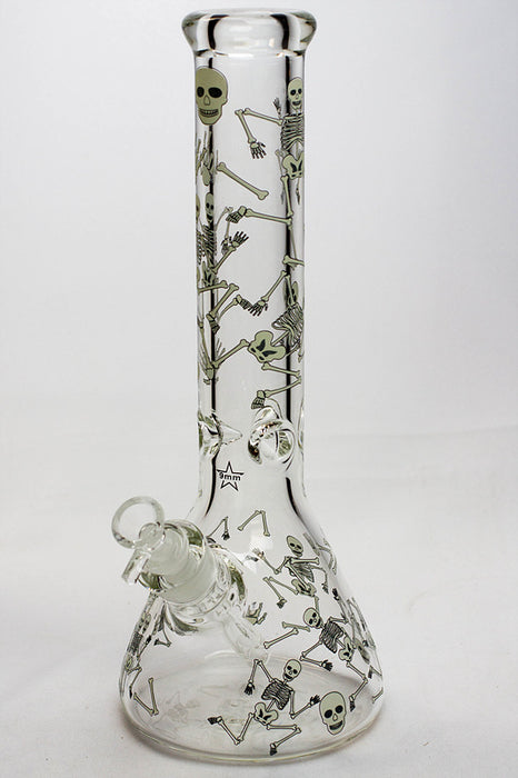 13.5" Glow in the dark 9 mm glass water bong - 20021-D - One Wholesale