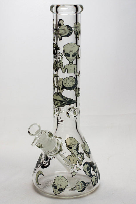 13.5" Glow in the dark 9 mm glass water bong - 20021-E - One Wholesale