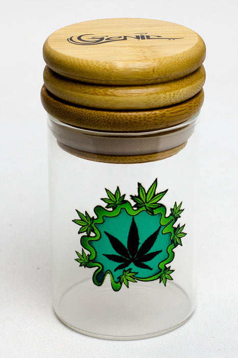6 Glass stash 3 oz. Jars with wooden grinder display- - One Wholesale