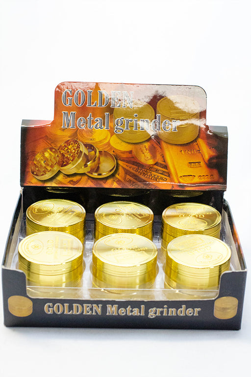 Gold 3 parts metal grinder in a display- - One Wholesale