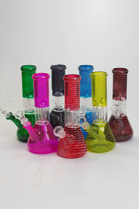 8" single dome percolator assorted color water bong- - One Wholesale