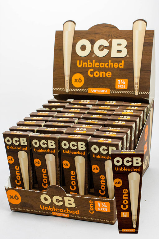OCB Pre-rolled Cone - Virgin Unbleached Rolling Paper - 1 1/4- - One Wholesale