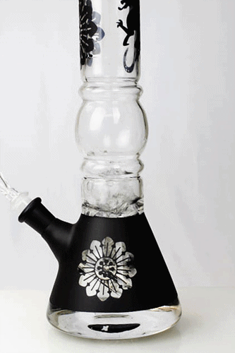 12" Dragon and flower graphic glass water bong- - One Wholesale