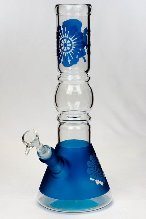 12" Dragon and flower graphic glass water bong-Blue - One Wholesale