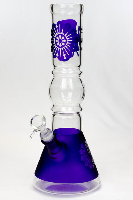 12" Dragon and flower graphic glass water bong-Purple - One Wholesale
