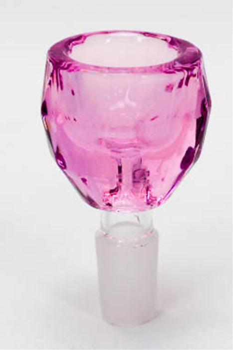 Diamond cutting shape glass large bowl-Pink - One Wholesale
