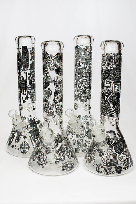14" Glow in the dark 7 mm glass water bong-New Beaker Bong ONE