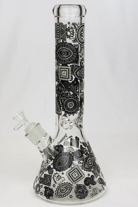 14" Glow in the dark 7 mm glass water bong-New Beaker Bong ONE