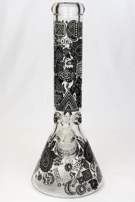 14" Glow in the dark 7 mm glass water bong-New Beaker Bong ONE