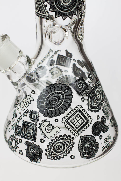 14" Glow in the dark 7 mm glass water bong-New Beaker Bong ONE