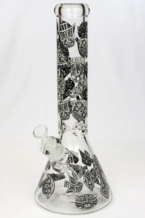 14" Glow in the dark 7 mm glass water bong-New Beaker Bong ONE B