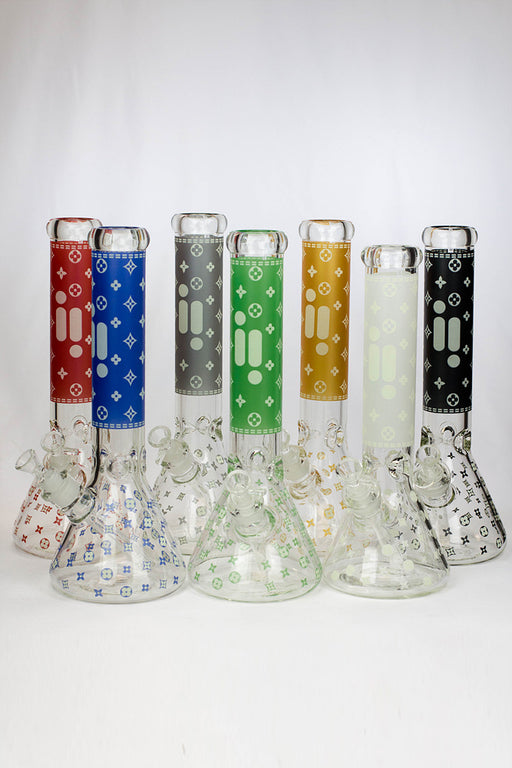 14" Infyniti logo Pattern Glow in the dark 7 mm glass bong- - One Wholesale