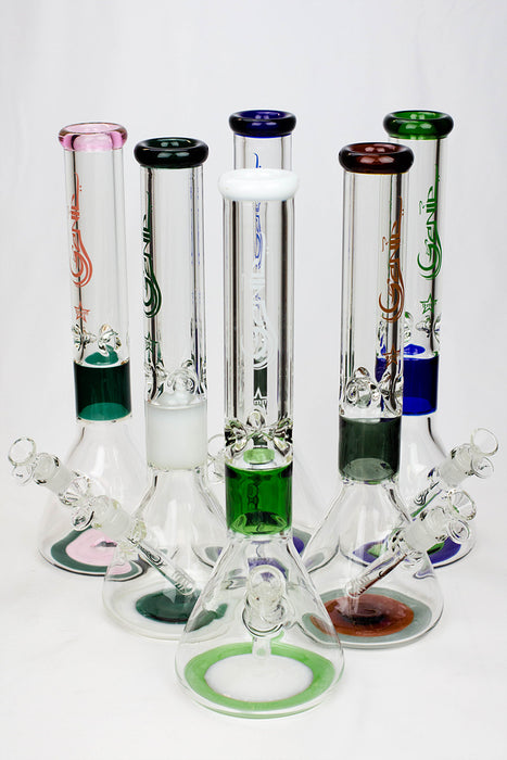 16" Genie 9 mm color combination glass water bong- - One Wholesale