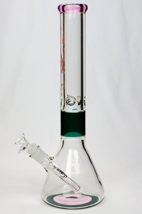 16" Genie 9 mm color combination glass water bong- - One Wholesale