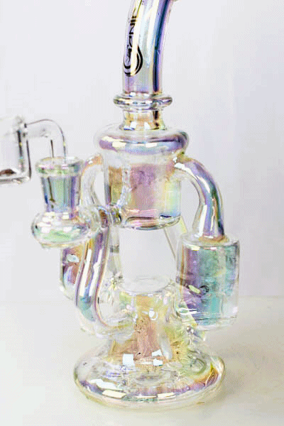 9" Genie metallic dual waterwheel recycled rig Glass Rig ONE