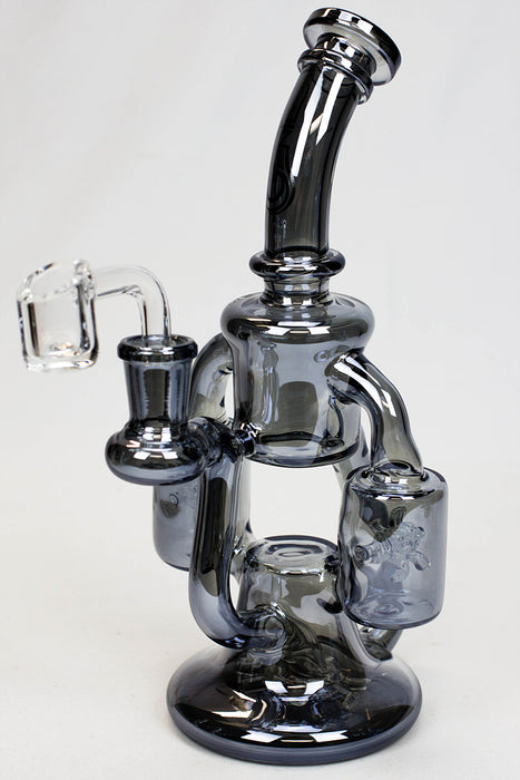 9" Genie metallic dual waterwheel recycled  rig-Black - One Wholesale