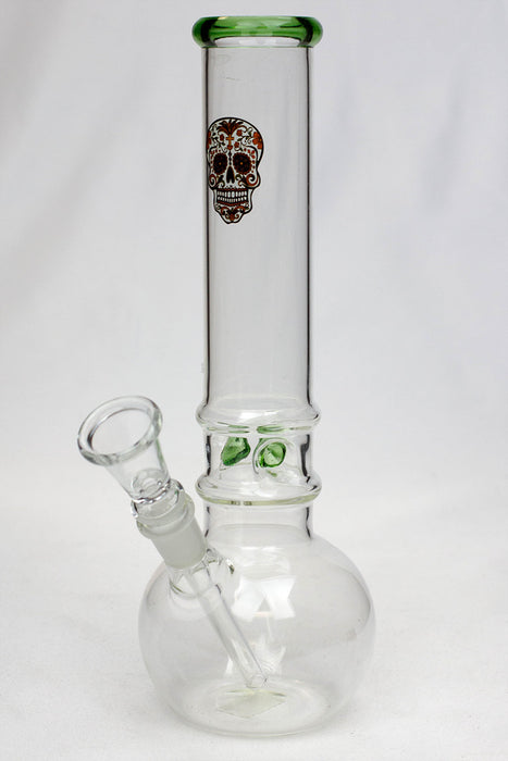 10" glass beaker water pipe M1063-Skull Green - One Wholesale