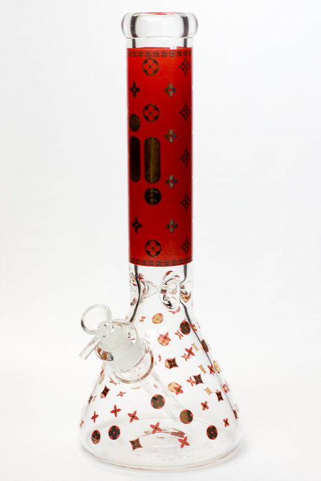 14" Infyniti pattern 7 mm glass water bong Glass Bong ONE Red