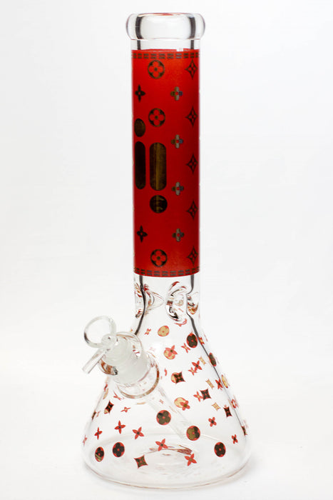 14" Infyniti pattern 7 mm glass water bong-Red - One Wholesale