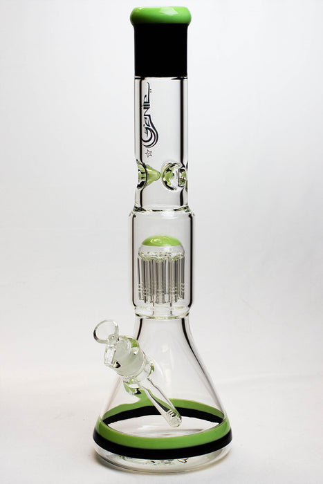 17" Genie 10-Arms percolator glass water bongs-C-Green - One Wholesale