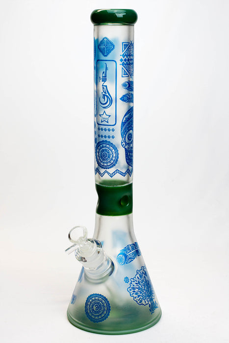 16 in. Genie 7 mm frosted glass water bong-Blue - One Wholesale