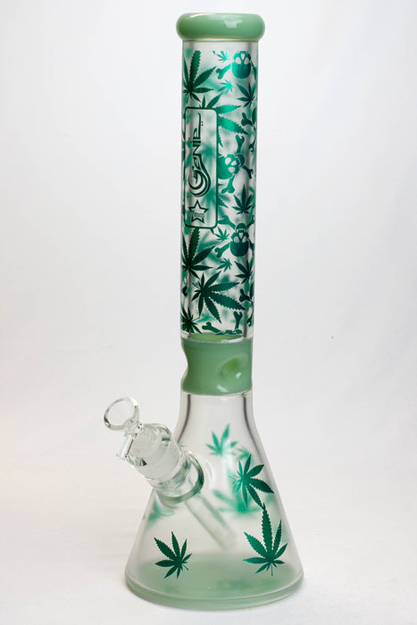 16 in. Genie 7 mm frosted glass water bong-Green - One Wholesale