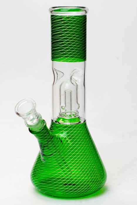 8" single dome beaker glass water bong-Green - One Wholesale