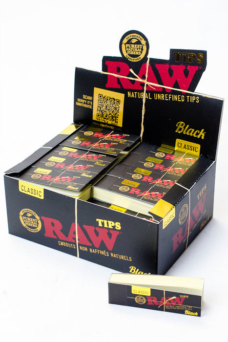 Raw Black Rolling Paper Tips- - One Wholesale
