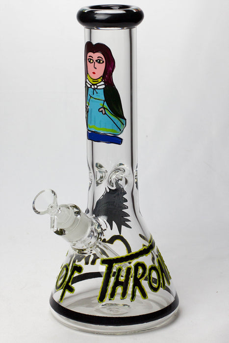 13" Glow in the dark hand painted 7 mm glass water bong-Graphic B - One Wholesale