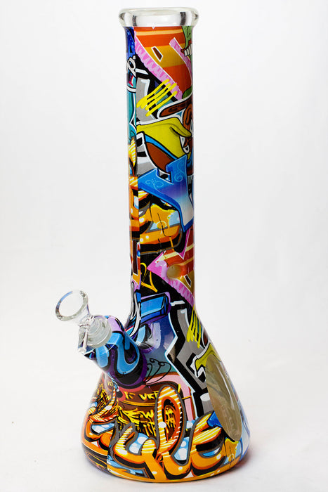 14" Graphic wrap 9 mm glass water bong-C - One Wholesale