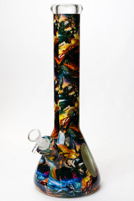 14" Graphic wrap 9 mm glass water bong-L - One Wholesale