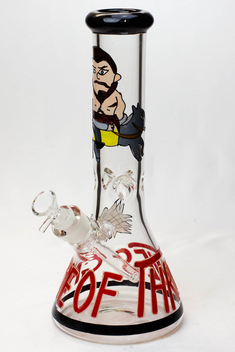 13" Glow in the dark hand painted 7 mm glass water bong-Graphic K - One Wholesale