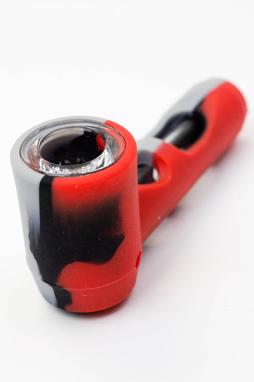 Multi colored Silicone hand pipe with glass bowl and tube Silicone Pipe ONE